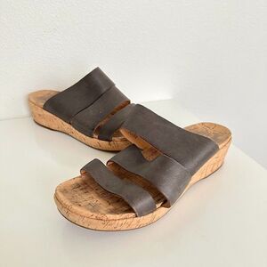 Kork-Ease Menzie Wedge Slide Sandal Comfort Beach Dark Gray Orthopedic Womens 10